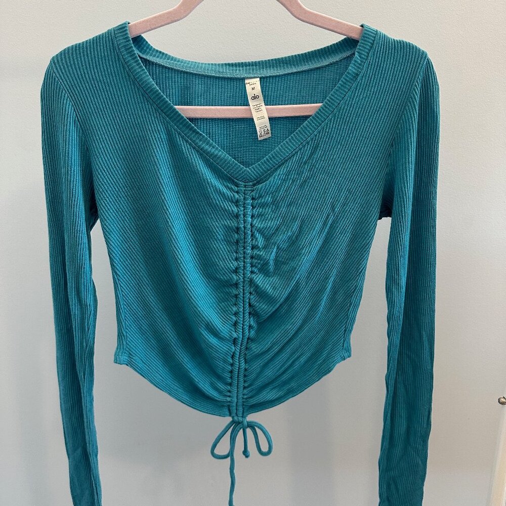 Alo ribbed drawstring top